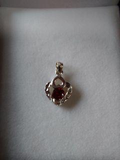Garnet stone in original 925 silver setting Pendant. Made in Italy