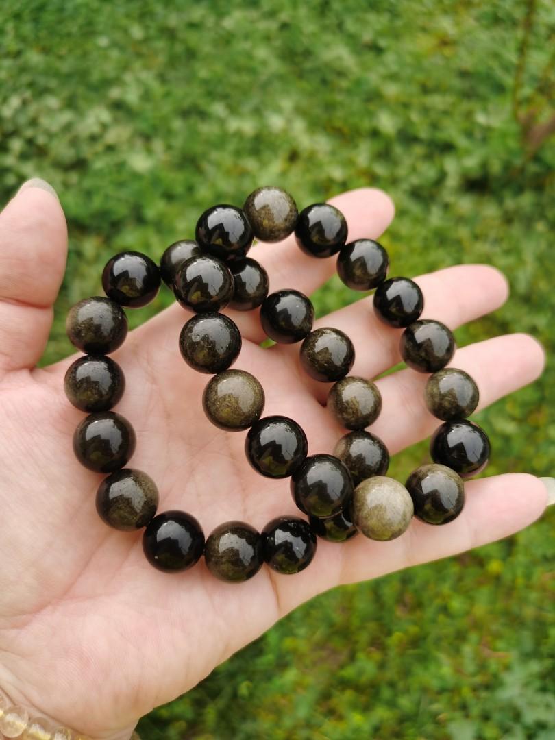 Obsidian shop gold bracelet