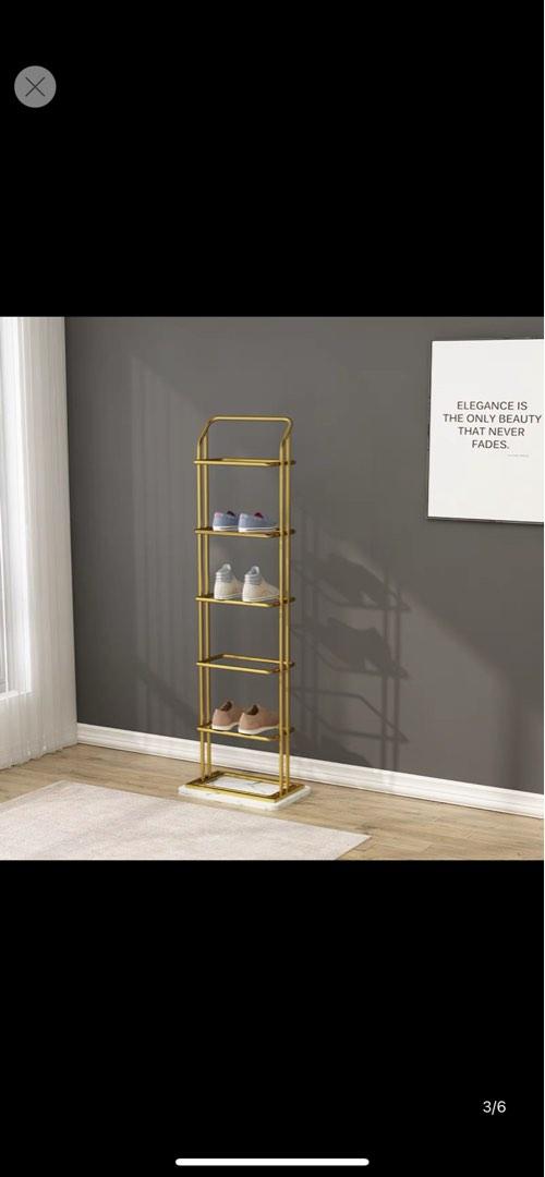 Gold with White Marble Shoe Rack, Furniture & Home Living, Furniture
