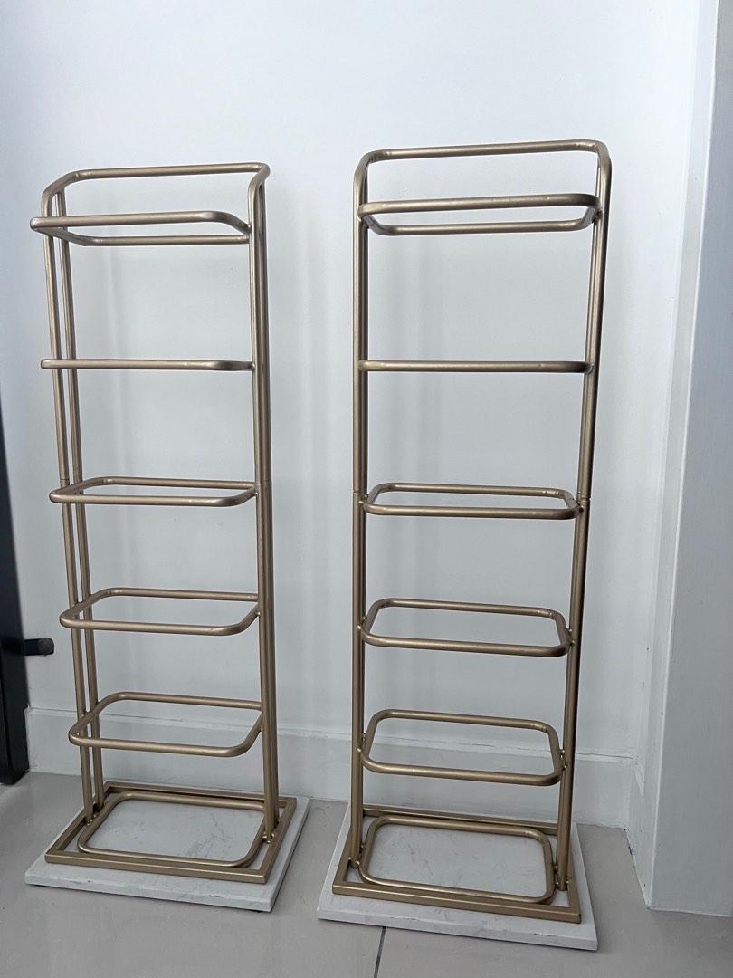 Gold with White Marble Shoe Rack, Furniture & Home Living, Furniture