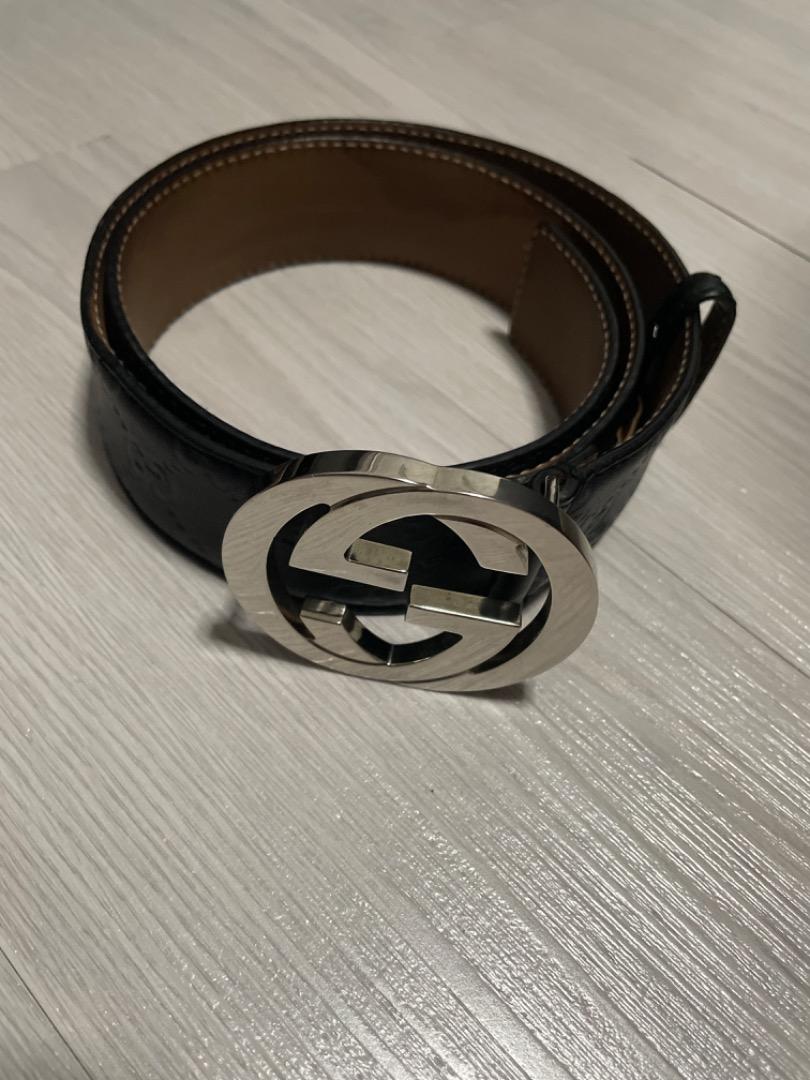 Gucci men interlocking silver GG buckle belts