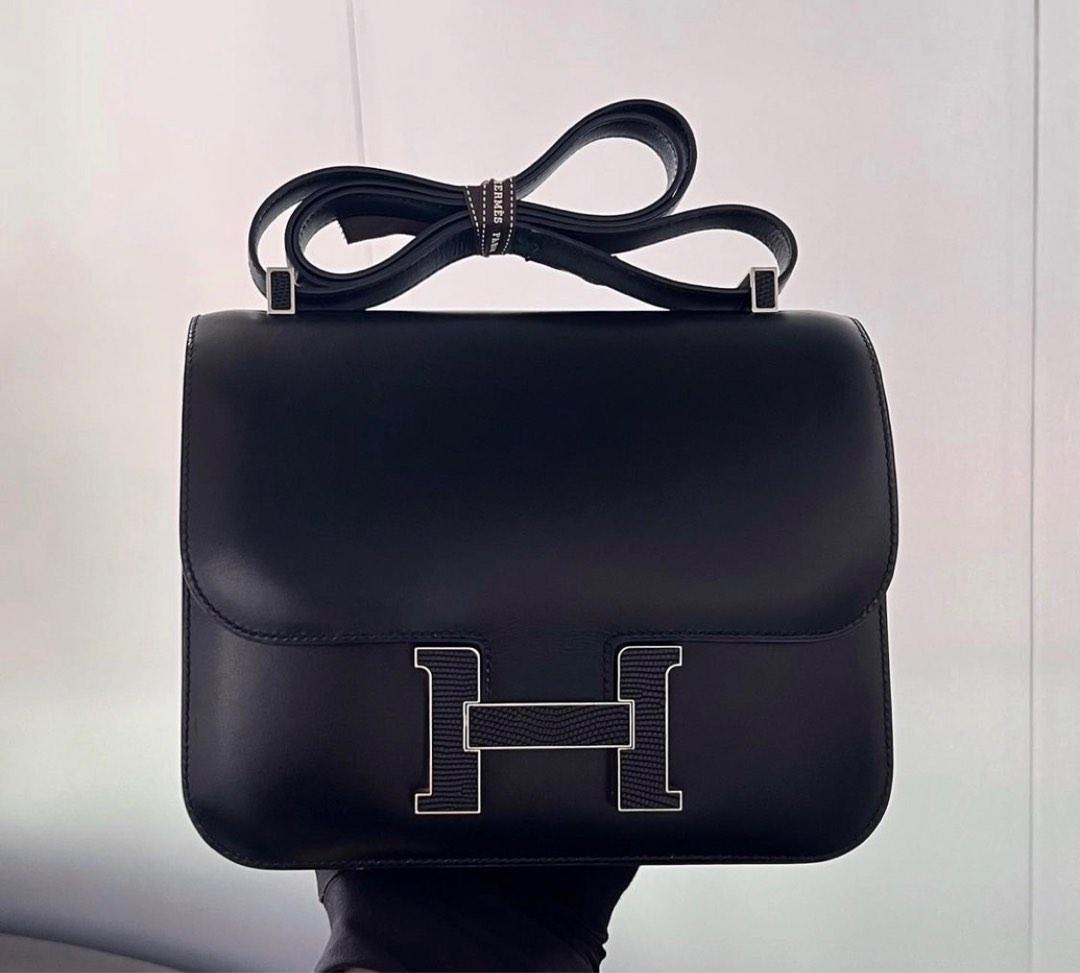 Hermes Constance Bag 18 Black Lizard Palladium Hardware