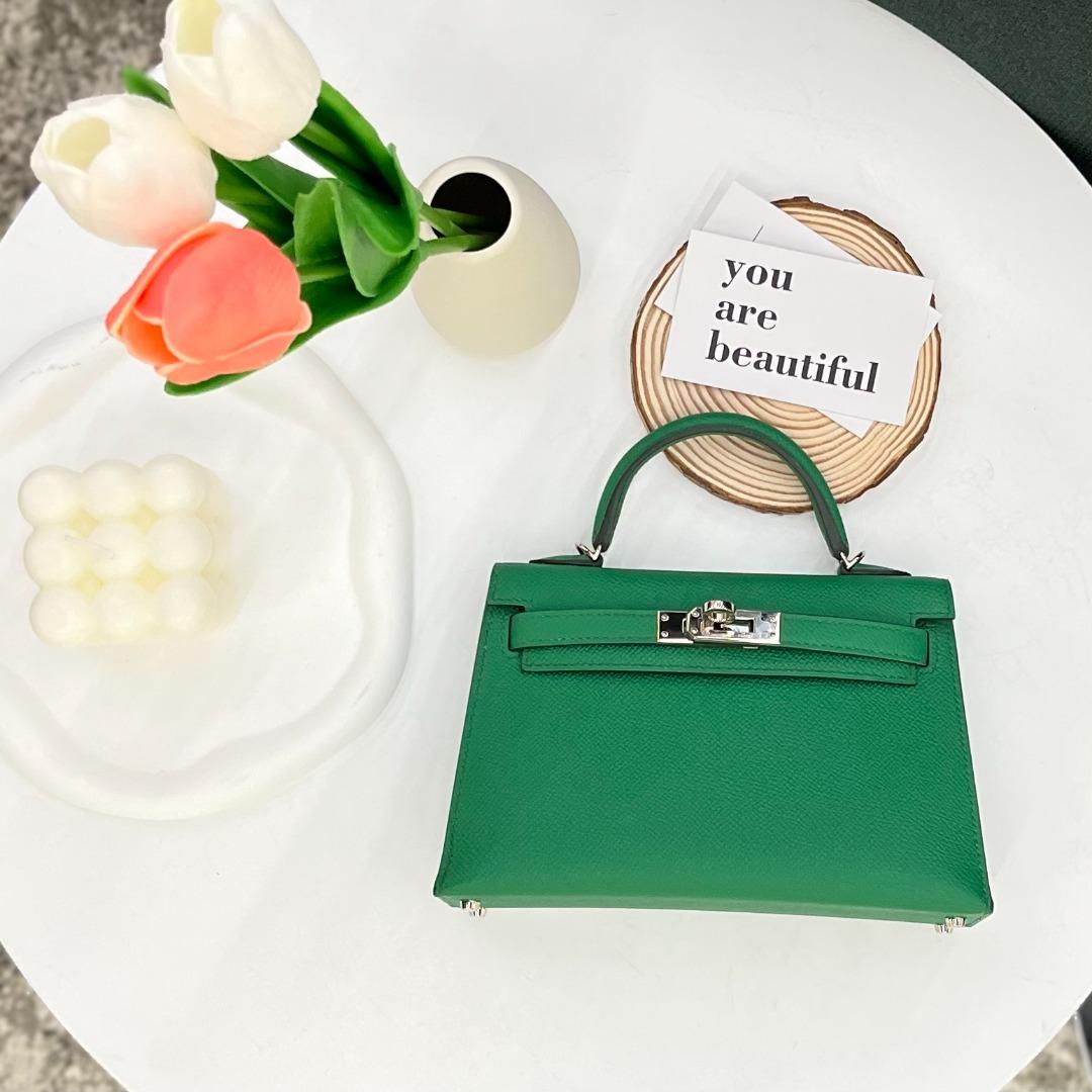 Hermes Mini Kelly Sellier, Cactus Epsom Leather