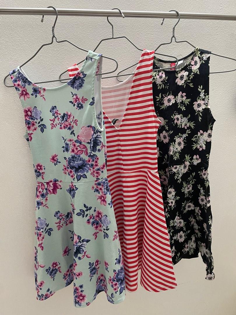 3 H M petite floral and stripes dresses