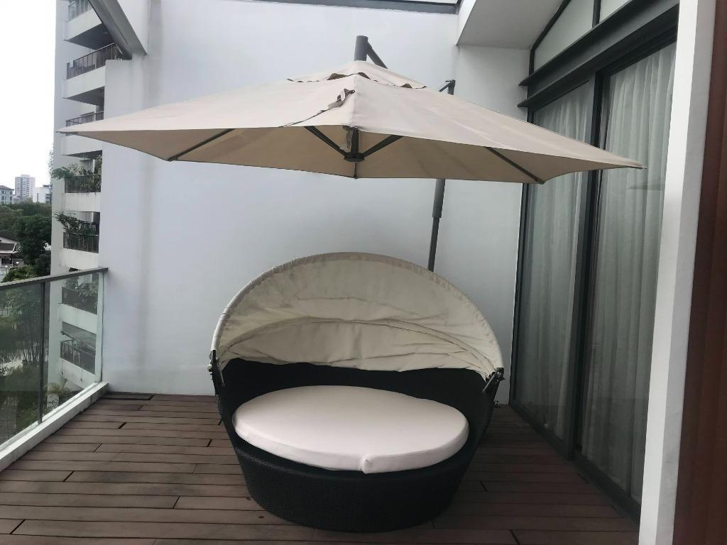 Ikea parasol with base, Furniture & Home Living, Outdoor Furniture on