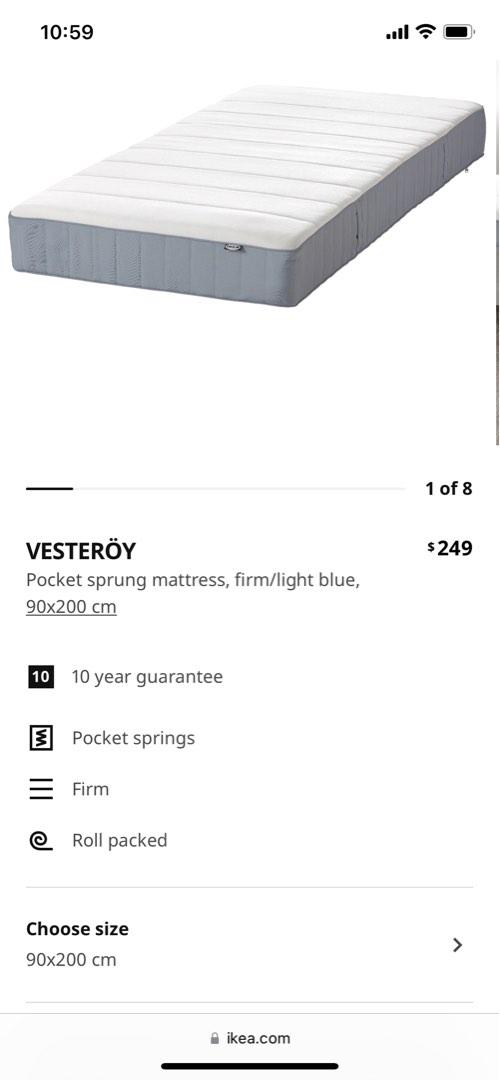 IKEA Vesteroy mattress, Furniture & Home Living, Furniture, Bed Frames