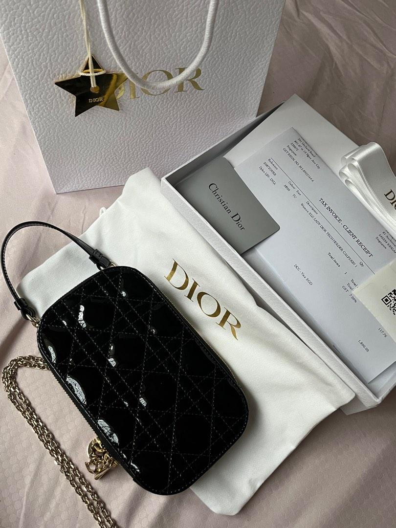 Lady Dior Phone Holder Pale Yellow Cannage Lambskin  DIOR TH