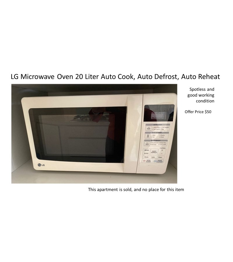 LG Microwave Oven 20 Liter Auto Cook, Auto Defrost, Auto Reheat, TV