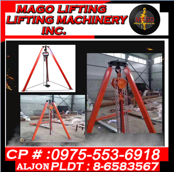 Lifting Tripod with Chain Block, Commercial & Industrial, Construction Tools & Equipment on