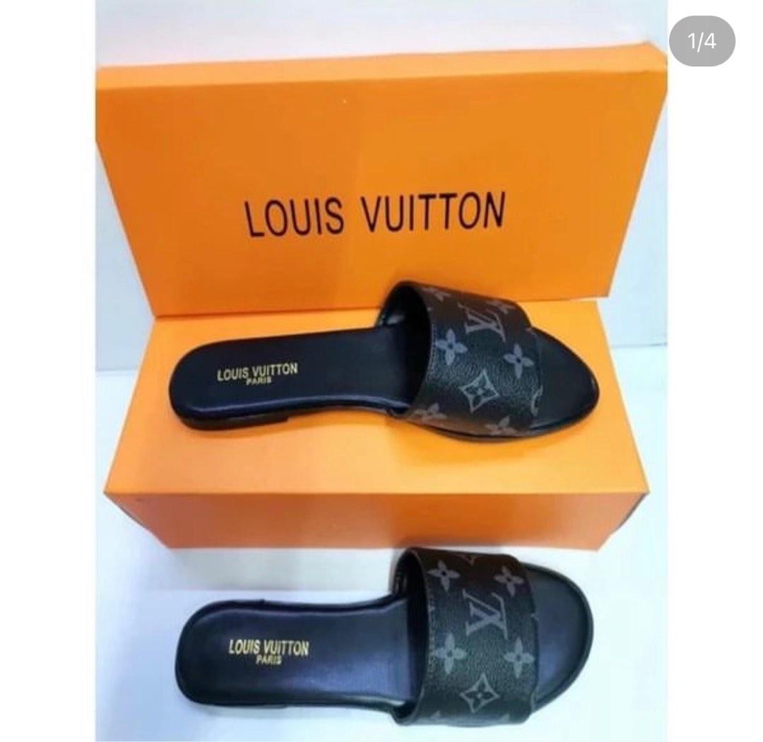 Louis Vuitton Black slides, Women's Fashion, Footwear, Flats & Sandals on  Carousell