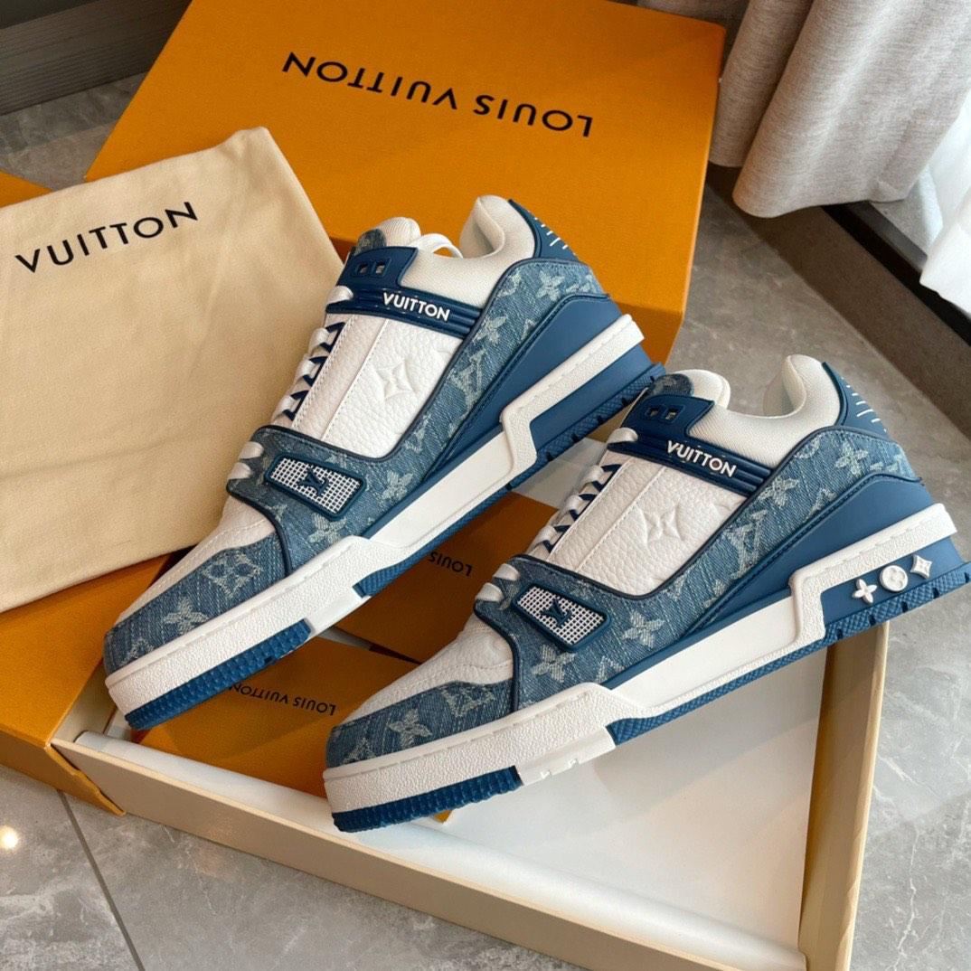 Authentic Louis Vuitton trainer sneaker blue denim, Luxury, Sneakers &  Footwear on Carousell