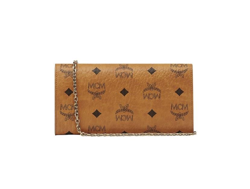 100 authentic MCM PATRICIA CROSSBODY WALLET IN VISETOS COGNAC, Luxury