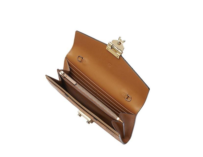 100 authentic MCM PATRICIA CROSSBODY WALLET IN VISETOS COGNAC, Luxury