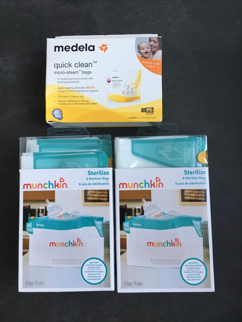 Medela Quick Clean Micro-Steam Bags & Munchkin Microwave Sterilizer Bags 