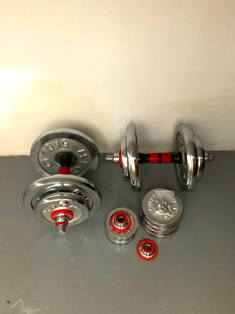 Metal Dumbbell & Bar Set, Sports Equipment, Exercise & Fitness, Weights