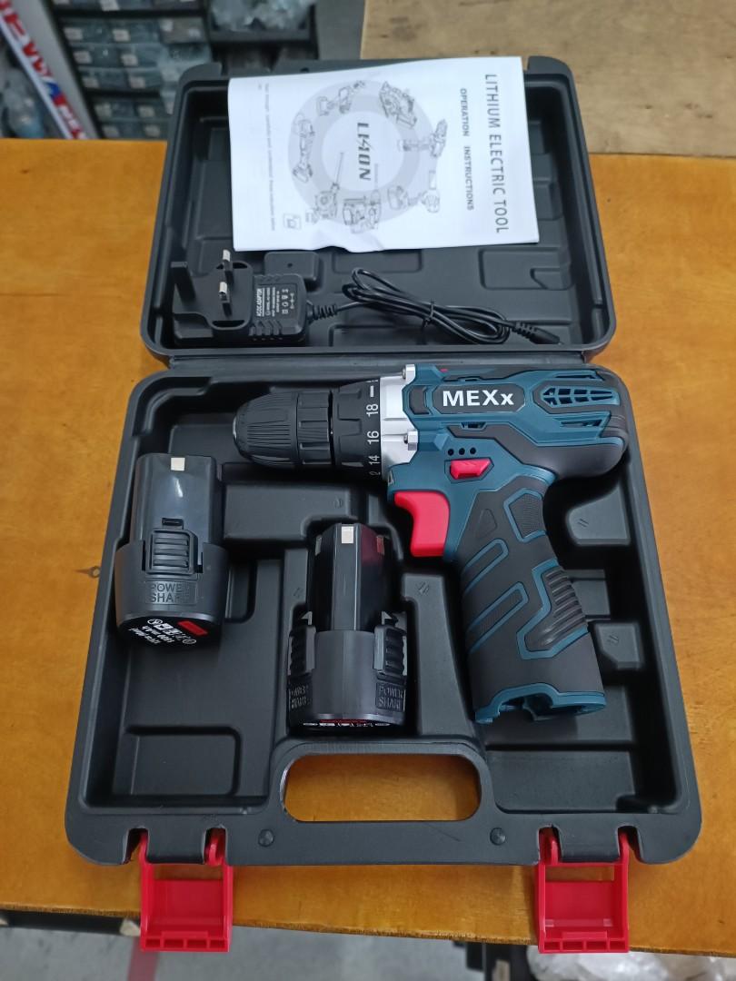Mexx 12V Cordless Drill 1.5Ah Battery X 2, Furniture & Home Living
