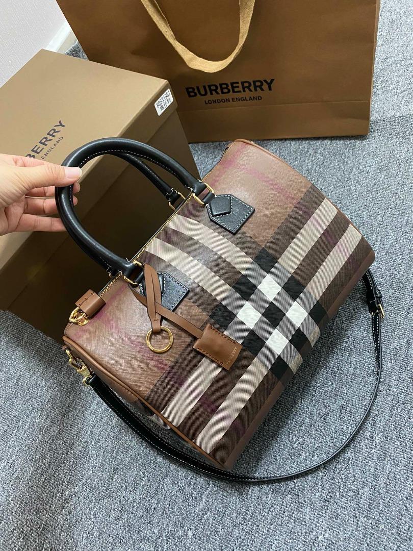 Burberry Check Mini Bowling Bag In Beige
