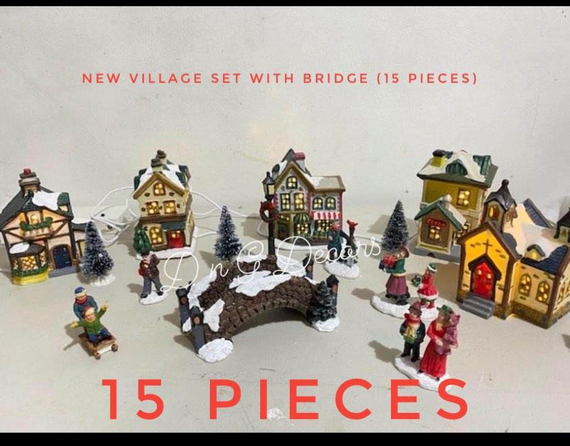 NEW CHRISTMAS VILLAGE SET (25 pieces), Furniture & Home Living, Home