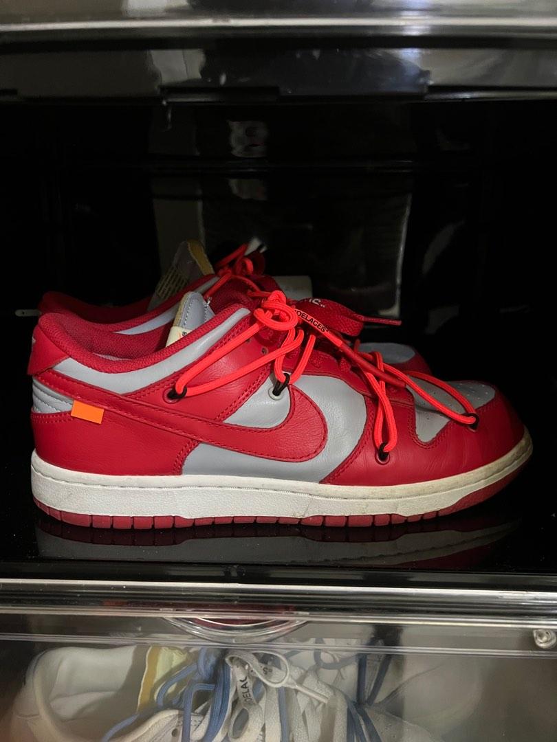 Nike Dunk Low Off White University Red, Men's Fashion, Footwear