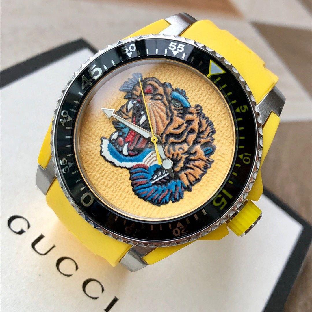 PREORDER ORIGINAL GUCCI DIVE EMBROIDERED TIGER MOTIF DIAL