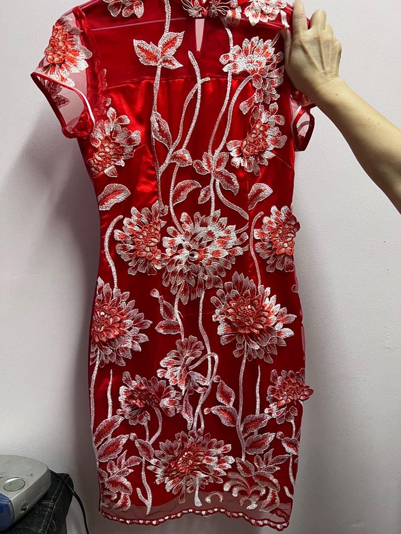 Red on sale lace cheongsam