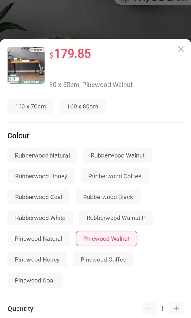 Rubberwood Walnut table 80cm x 50cm, Furniture & Home Living, Furniture