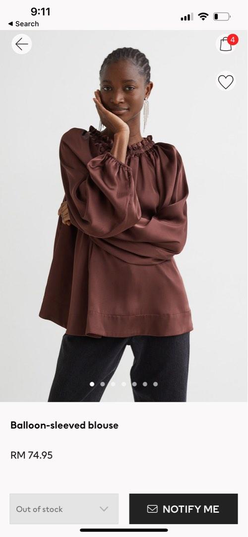 SALE H M BALLOON SLEEVE SATIN BLOUSE Women s Fashion Tops