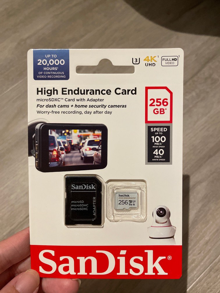 SanDisk High Endurance Micro SD XC with Adapter 256GB, Mobile Phones