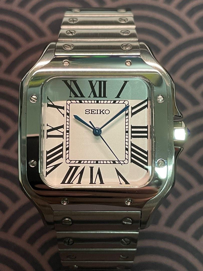 Seiko Custom Mod Cartier Santos White 38mm case