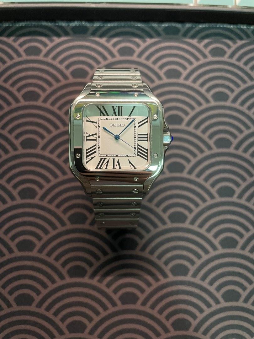 Seiko Custom Mod Cartier Santos White 38mm case