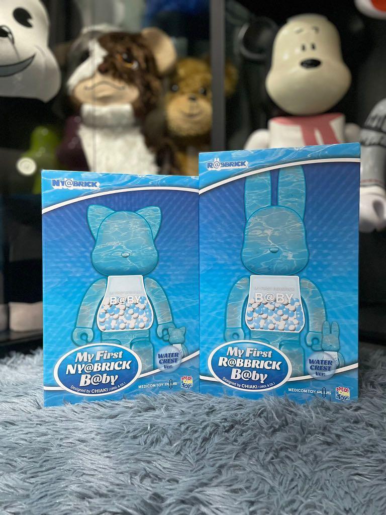 SET OF 2》BEARBRICK MY FIRST NY@BRICK WATER CREST 兔耳貓耳水紋水波