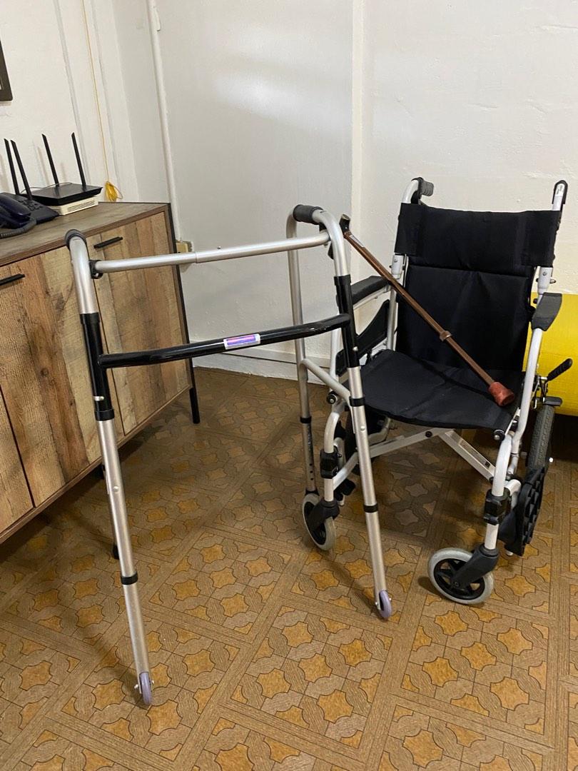 Set of Wheelchair + Walker + Walking Stick, Health & Nutrition