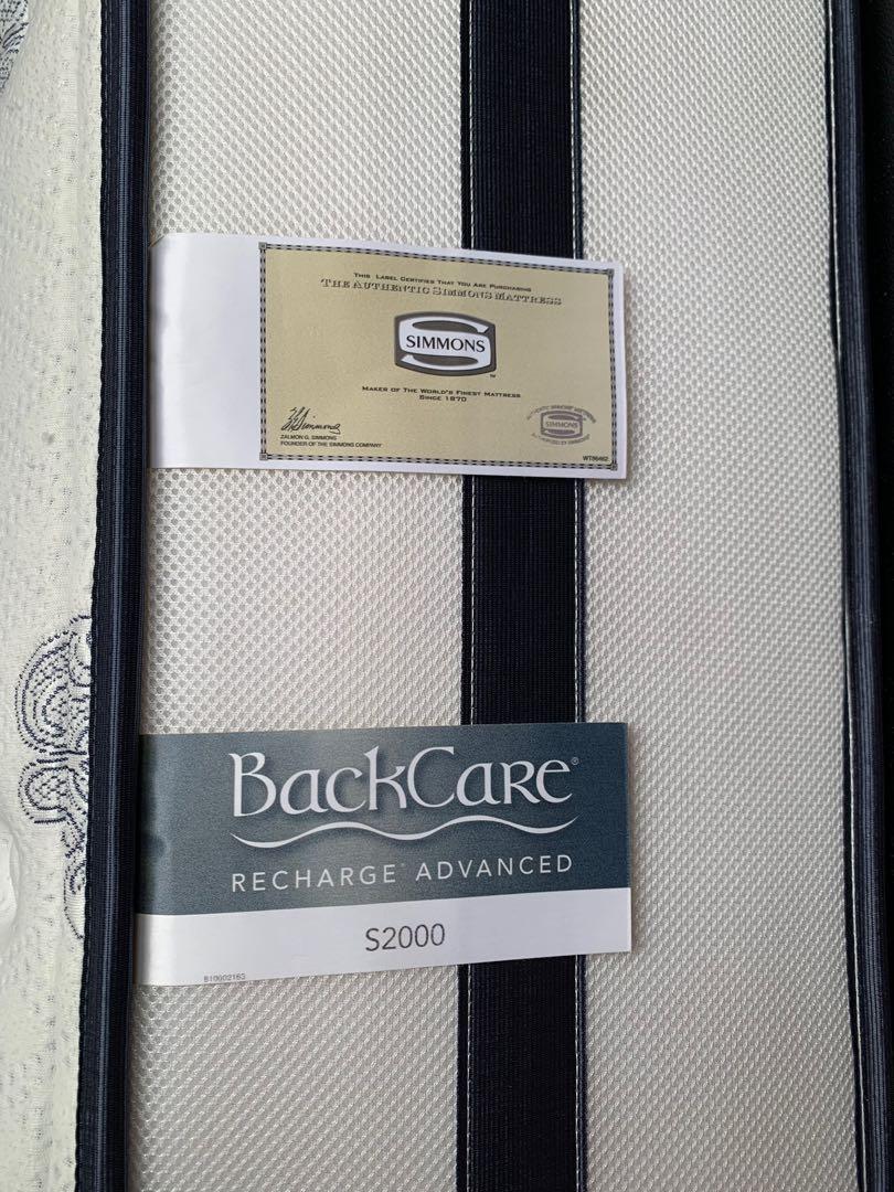 Simmons Queen mattress back care recharge advanced S2000, Furniture