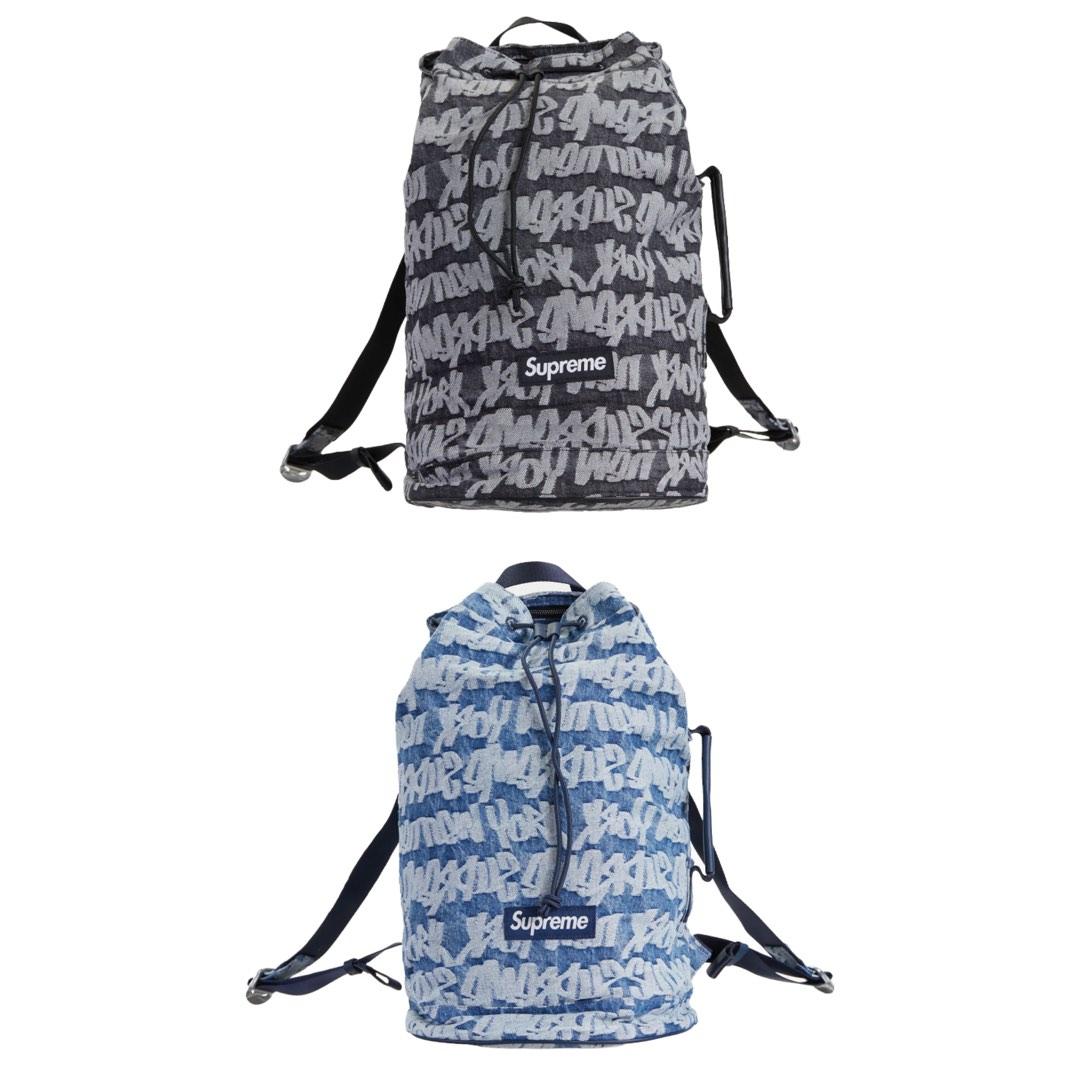 supreme fat tip jacquard denim backpack, 男裝, 袋, 背包- Carousell