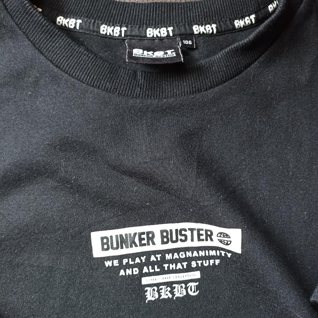 THRIFT T-SHIRT BAJU LONGSLEVE STRIP BUNKER BUSTER VINTAGE STYLE
