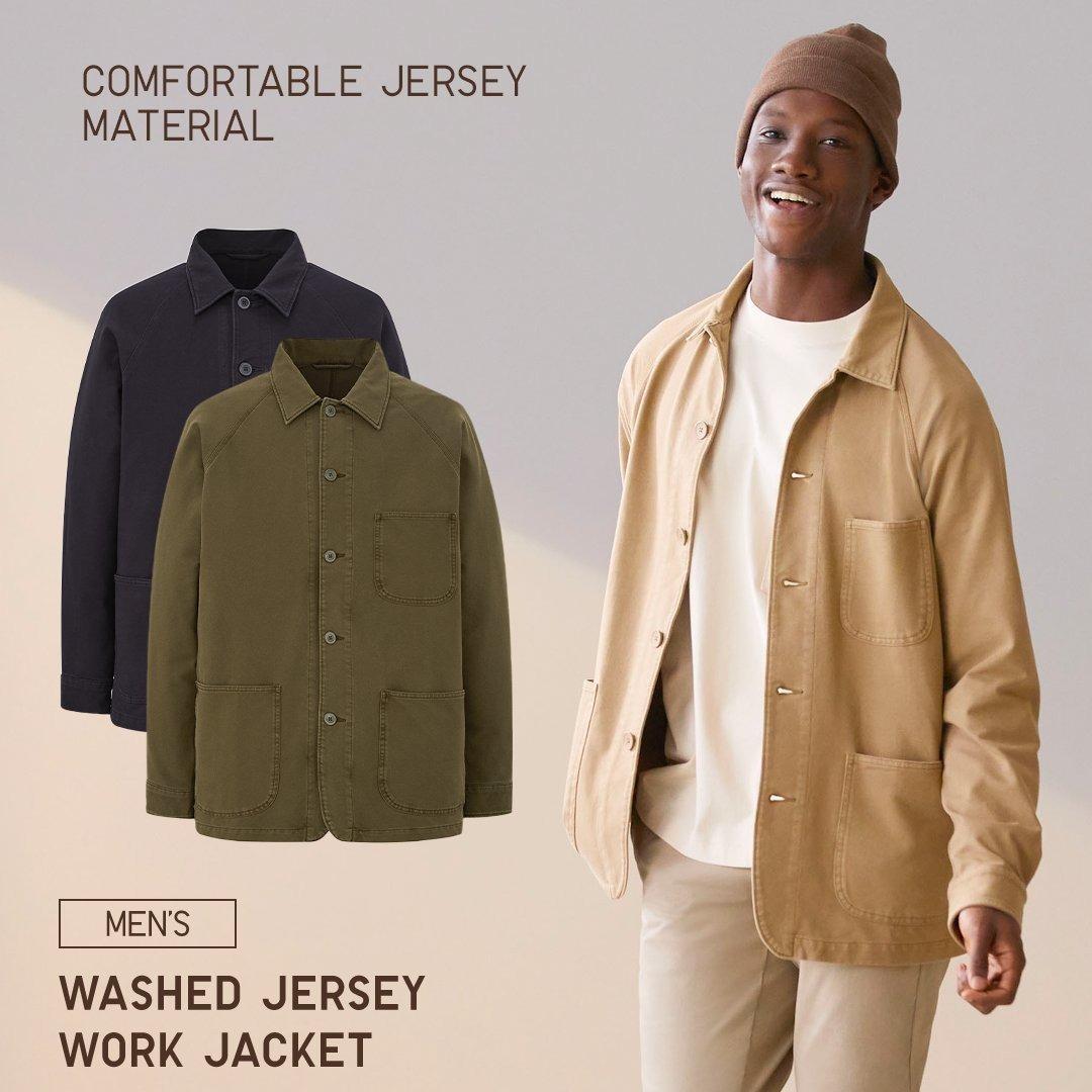 Uniqlo Chore Washed Jersey Work Jacket Cream Jaket Military Outer