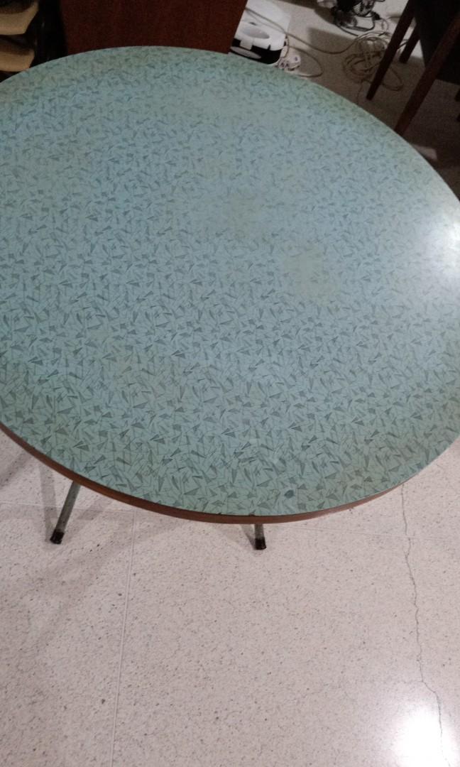 Vintage Tiffany blue Formica teakwood folding table, Hobbies & Toys