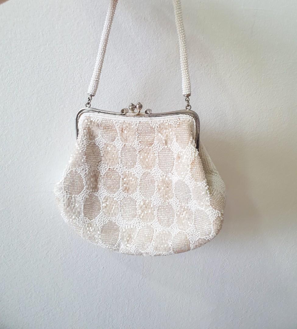 Vintage White Beaded Purse