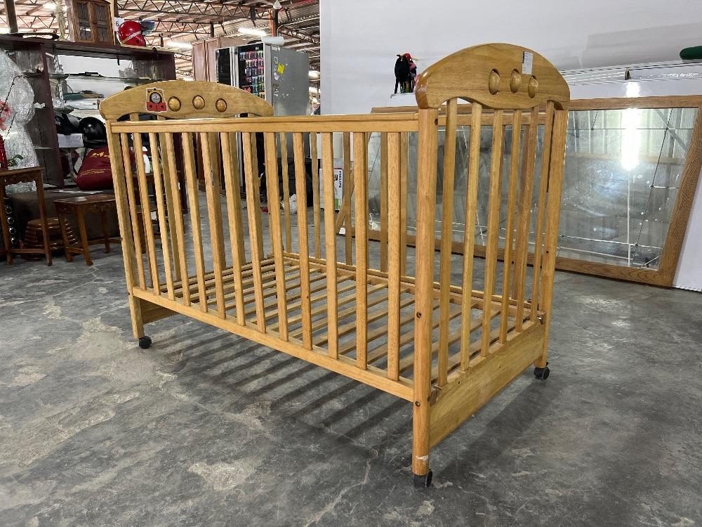 Wooden Baby Cot with Wheels / Katil Bayi Kayu dengan Roda, Babies