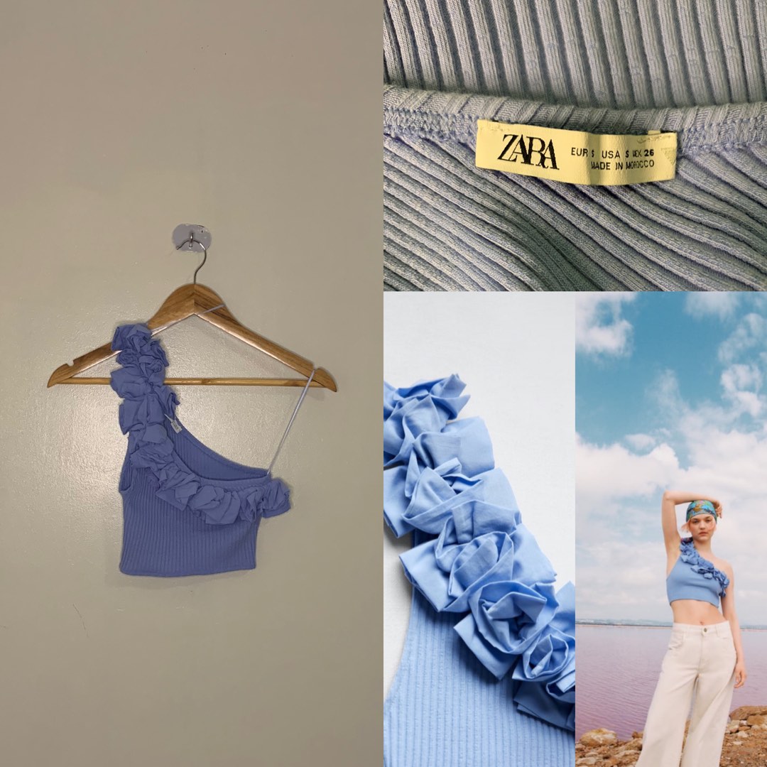 ZARA ASYMMETRICAL FLORAL TOP, Women's Fashion, Tops, Others Tops on