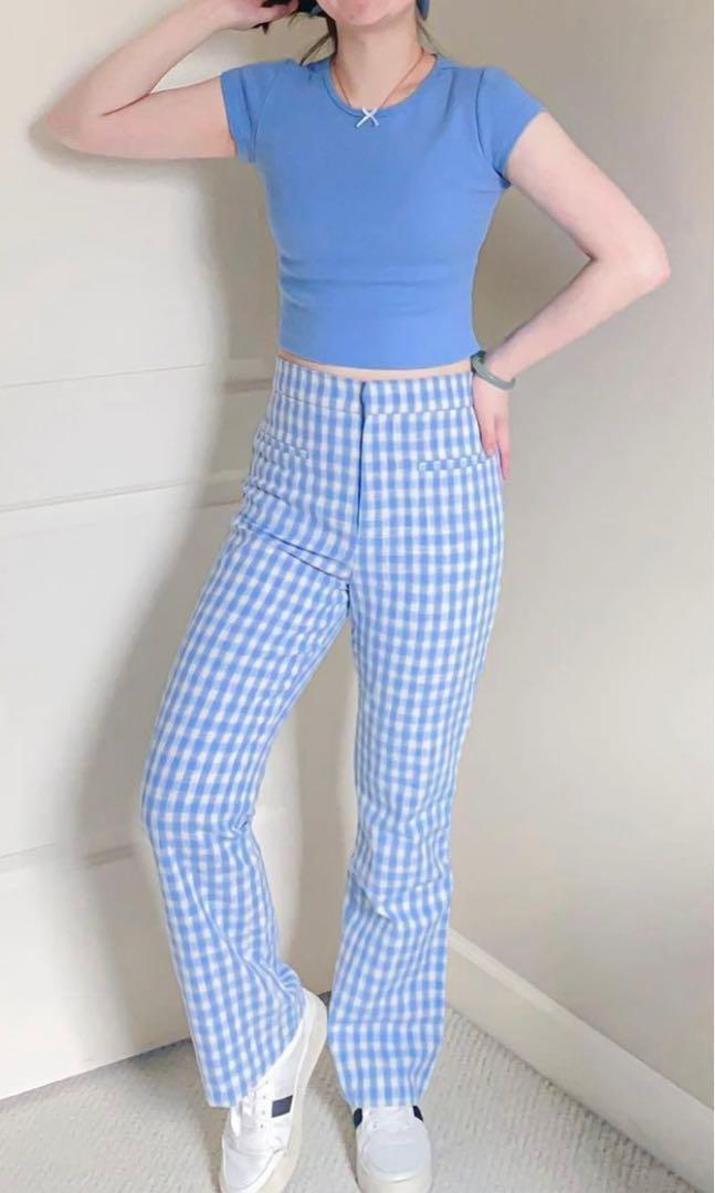 Zara Gingham Mini Flared Trousers, Women's Fashion, Bottoms, Other Bottoms  on Carousell