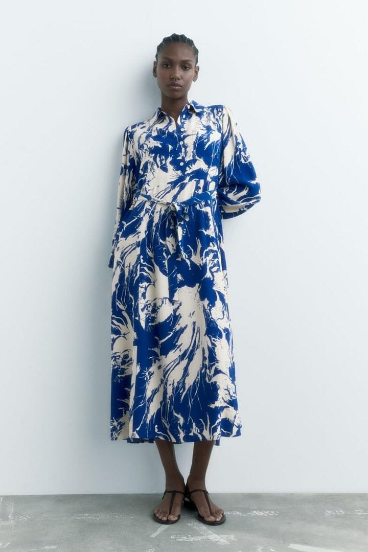 Zara blue best sale midi dress
