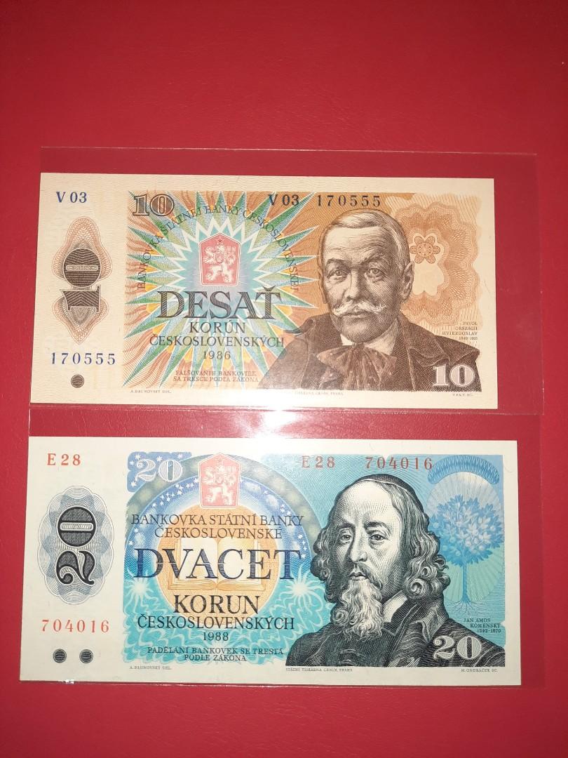 捷克斯洛伐克10-20克朗紙幣可散買, 興趣及遊戲, 收藏品及紀念品, 錢幣- Carousell