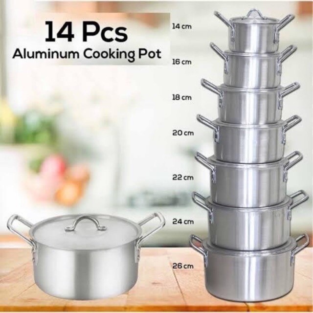 14 pcs aluminum cooking pot set kitchen set, Furniture & Home Living