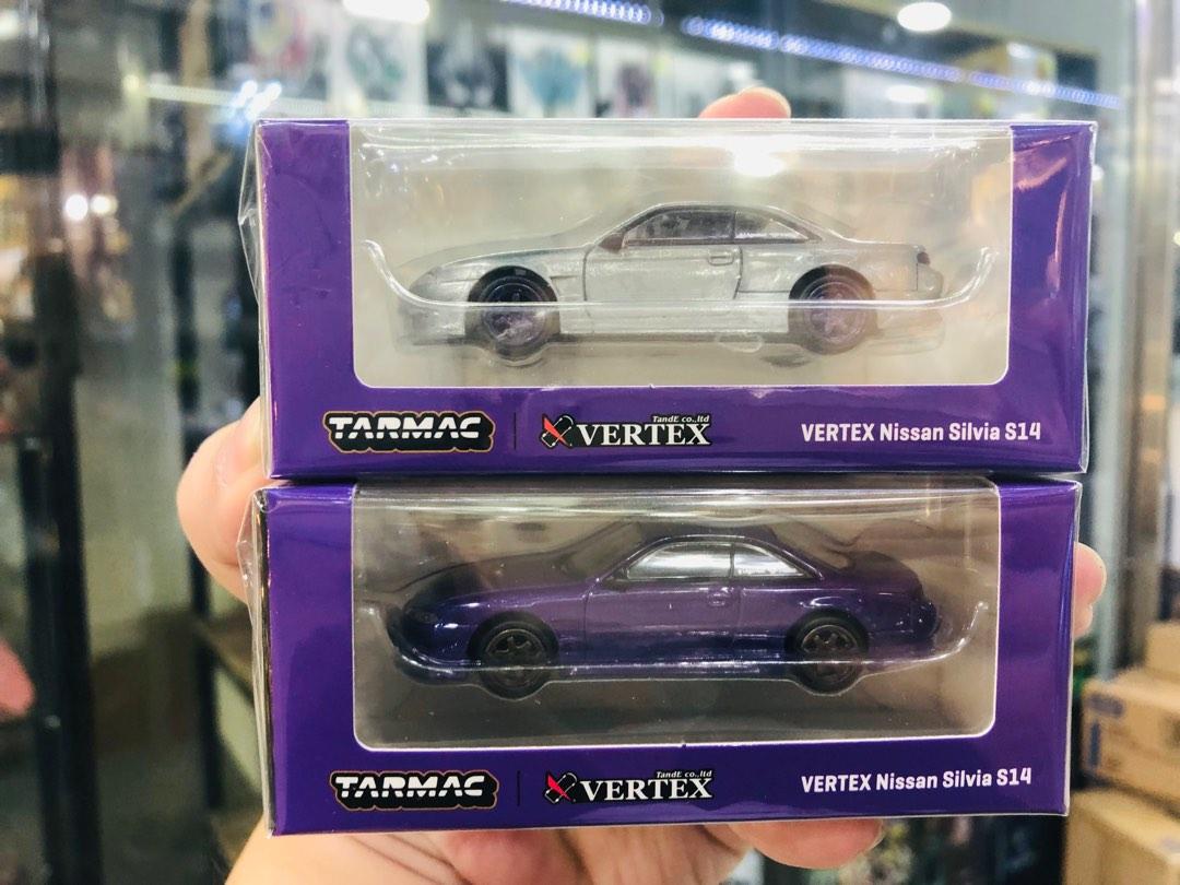 現貨一對連特別版Tarmac Works 1/64 1:64 VERTEX 日產Nissan Silvia S14 Purple Metallic  紫色- GLOBAL64, 興趣及遊戲, 玩具 遊戲類- Carousell