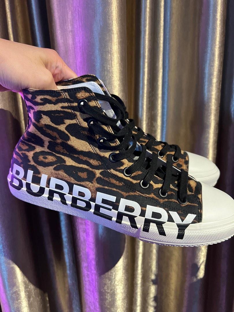 ? Burberry Logo Sneakers in Leopard Print ?, Luxury, Accessories on  Carousell