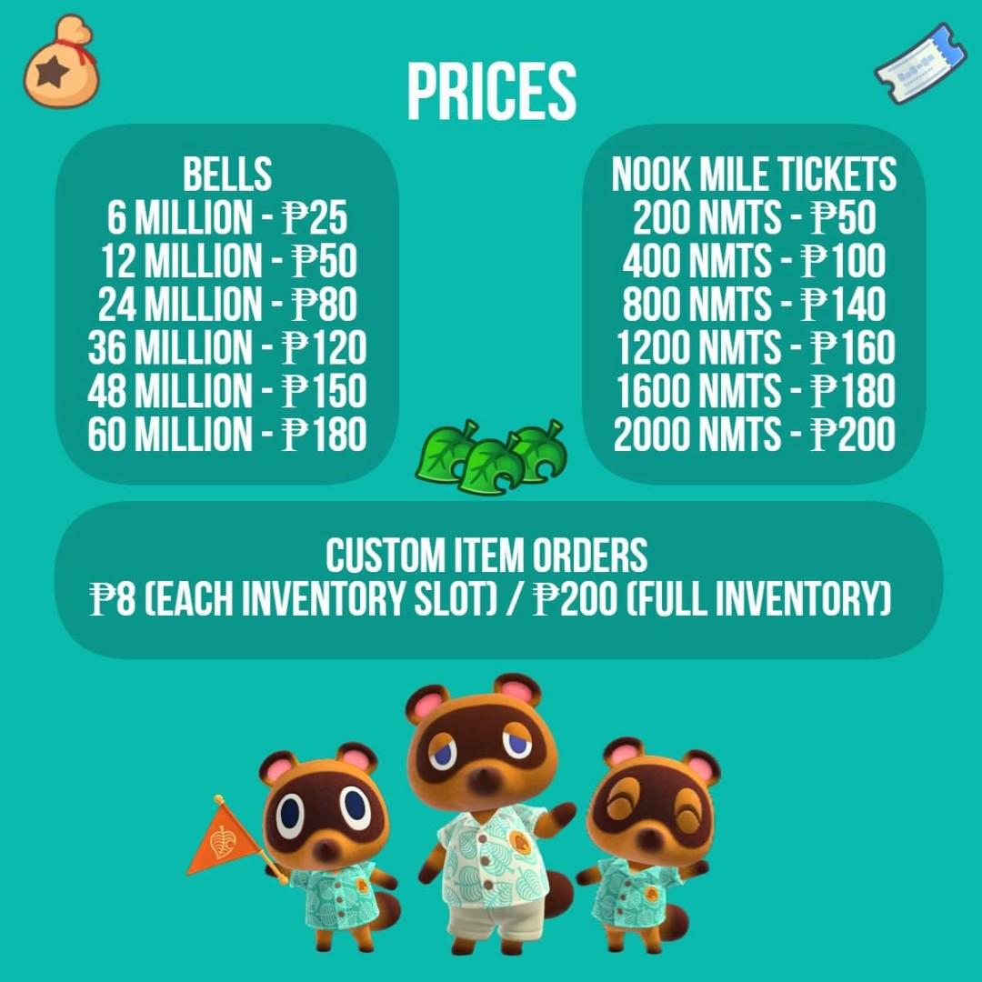 ACNH Bells, NMTs, Items, etc. (Animal Crossing New Horizons) READ