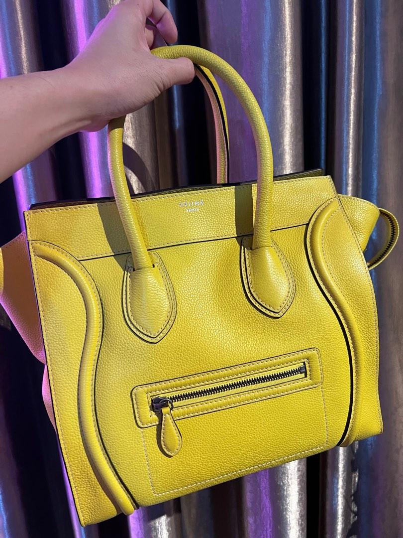 Almost New Celine Mini Luggage Tote in Yellow Grained Leather
