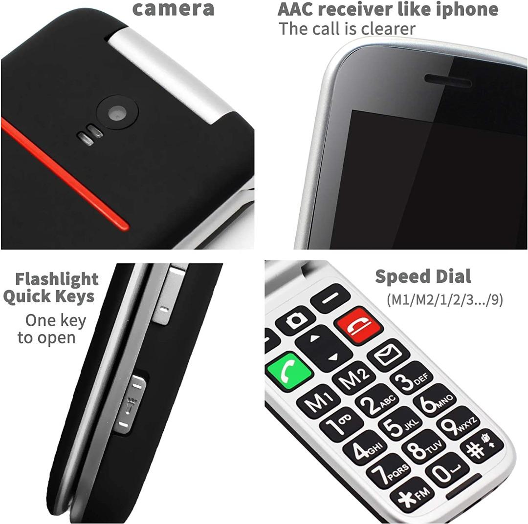 artfone CF241 Senior Flip Mobile Phone Unlocked, Big Button Mobile Phone for Elderly with Dual