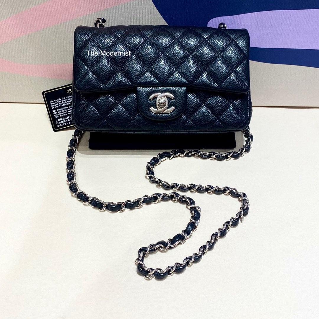 Authentic Chanel Mini Flap Bag Black Caviar Grained Calfskin Silver  Hardware, Luxury, Bags & Wallets on Carousell